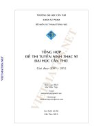 Tổng hợp đề thi tuyển sinh Thạc sĩ Toán học Cần Thơ