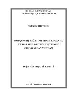 Mối quan hệ giữa tính thanh khoản và tỷ suất sinh lợi trên TTCK Việt Nam  Luận văn thạc sĩ  2014