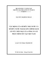 Tác động của sở hữu nhà nước và sở hữu nước ngoài lên chính sách cổ tức tiền mặt của Công ty cổ phần niêm yết tại Việt Nam