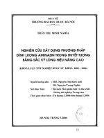 Nghiên cứu xây dựng phương pháp định lượng aminazin trong huyết tương bằng huyết tương bằng sắc ký lỏng hiệu năng cao