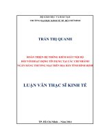 HOÀN THIỆN HỆ THỐNG KIỂM SOÁT NỘI BỘ ĐỐI VỚI HOẠT ĐỘNG TÍN DỤNG TẠI CÁC CHI NHÁNH NGÂN HÀNG THƯƠNG MẠI TRÊN ĐỊA BÀN TỈNH BÌNH ĐỊNH LUẬN VĂN THẠC SĨ