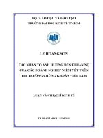 Các nhân tố ảnh hưởng đến kì hạn nợ của doanh nghiệp niêm yết trên TTCK Việt Nam  Luận văn thạc sĩ