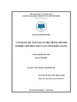 Vận dụng kế toán quản trị trong doanh nghiệp chế biến thủy sản tỉnh Kiên Giang  Luận văn thạc sĩ