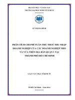 PHÂN TÍCH CHI PHÍ TUÂN THỦ THUẾ THU NHẬP DOANH NGHIỆP CỦA CÁC DOANH NGHIỆP NHỎ VÀ VỪA TRÊN ĐỊA BÀN QUẬN 1 TPHCM.PDF