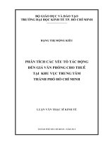 Phân tích các yếu tố tác động đến giá văn phòng cho thuê tại khu vực trung tâm thành phố Hồ Chí Minh