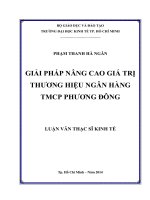 Giải pháp nâng cao giá trị thương hiệu ngân hàng TMCP Phương Đông  Luận văn thạc sĩ  2014
