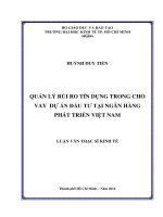 QUẢN LÝ RỦI RO TIN DỤNG CHO VAY DỰ ÁN ĐẦU TƯ TẠI NGÂN HÀNG PHÁT TRIỂN VIỆT NAM - CHI NHÁNH SÀI GÒN  LUẬN VĂN THẠC SĨ