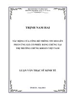 TÁC ĐỘNG CỦA CÔNG BỐ THÔNG TIN SEO LÊN PHẢN ỨNG GIÁ CỔ PHIẾU BẰNG CHỨNG TẠI THỊ TRƯỜNG CHỨNG KHOÁN VIỆT NAM.