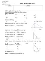 Đề kiểm tra 1 tiết Hình học 9 năm học 2015-2016 Đề  6