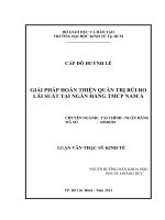 Luận văn thạc sĩ Giải pháp hoàn thiện quản trị rủi ro lãi suất tại Ngân hàng thương mại cổ phần Nam Á