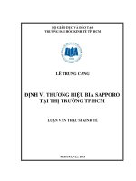 Luận văn thạc sĩ  Định vị thương hiệu bia Sapporo tại thị trường TP Hồ Chí Minh