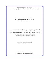 Luận văn thạc sĩ Tác động của chất lượng dịch vụ Bác sĩ gia đình đến sự hài lòng của bệnh nhân tại TP. Hồ Chí Minh