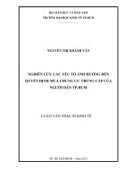 Luận văn thạc sĩ Nghiên cứu các yếu tố ảnh hưởng đến quyết định mua chung cư trung cấp của người dân TPHCM