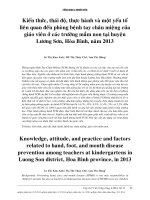 kiến thức, thái độ, thực hành và các yếu tố liên quan bệnh chân tay miệng tại Hòa bình năm 2013