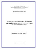 Luận văn thạc sĩ Nghiên cứu các nhân tố ảnh hưởng đến chính sách cổ tức của các công ty niêm yết trên Hose