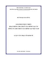 Luận văn Giải pháp phát triển hoạt động cho thuê tài chính tại các công ty cho thuê tài chính tại Việt Nam
