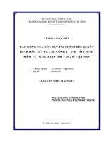 Luận văn thạc sĩ Tác động của đòn bẩy tài chính đến quyết định đầu tư của các công ty phi tài chính niêm yết giai đoạn 2008 - 2012 ở Việt Nam