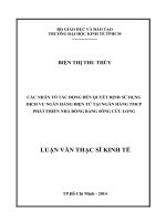 Các nhân tố ảnh hưởng đến quyết định sử dụng dịch vụ ngân hàng điện tử tại ngân hàng TMCP phát triển nhà đồng bằng sông cửu long