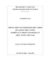 Luận văn thạc sĩ  Những nhân tố ảnh hưởng đến ý định mua hàng trực tuyến nghiên cứu trong ngành bán lẻ trực tuyến Việt Nam