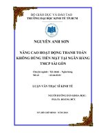 Luận văn thạc sĩ Nâng cao hoạt động thanh toán không dùng tiền mặt tại Ngân hàng TMCP Sài Gòn