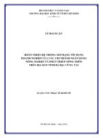 Luận văn Thạc sĩ 2014 Hoàn thiện hệ thống xếp hạn tín dụng doanh nghiệp của các chi nhánh ngân hàng nông nghiệp và phát triển nông thôn trên địa bàn tỉnh Bà Rịa Vũng Tàu