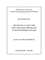 Luận văn thạc sĩ Thu hút đầu tư trực tiếp nước ngoài (FDI) trên địa bàn TPHCM đến năm 2020