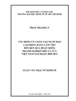 Luận văn thạc sĩ  Tác động của đào tạo ngắn hạn lao động đang làm việc đến kết quả hoạt động doanh nghiệp nhỏ và vừa Việt Nam giai đoạn 2005-2011