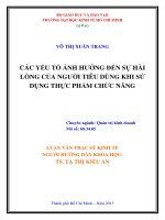 LUẬN VĂN THẠC SĨ : CÁC YẾU TỐ ẢNH HƯỞNG ĐẾN SỰ HÀI LÒNG CỦA NGƯỜI TIÊU DÙNG KHI SỬ DỤNG THỰC PHẨM CHỨC NĂNG