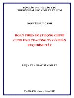 Luận văn thạc sĩ Hoàn thiện hoạt động chuỗi cung ứng của Công ty cổ phần rượu Bình Tây