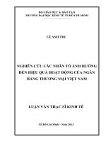 Luận văn Thạc sĩ Nghiên cứu các nhân tố ảnh hưởng đến hiệu quả hoạt động của ngân hàng thương mại Việt Nam