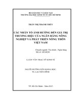 Luận văn thạc sĩ Các nhân tố ảnh hưởng đến giá trị thương hiệu của Ngân hàng nông nghiệp và phát triển nông thôn Việt Nam