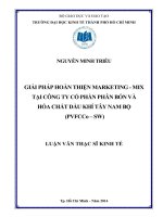 Luận văn Thạc sĩ 2014 Giải pháp hoàn thiện marketing - Mix tại công ty cổ phần phân bón và hóa chất dầu khí Tây Nam Bộ