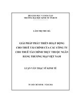 Luận văn Giải pháp phát triển hoạt động cho thuê tài chính của các công ty cho thuê tài chính trực thuộc ngân hàng thương mại Việt Nam