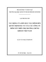 Tác động của đòn bẩy tài chính đến quyết định đầu tư của các công ty niêm yết trên thị trường chứng khoán việt nam