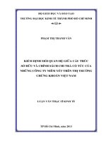 KIỂM ĐỊNH MỐI QUAN HỆ GIỮA CẤU TRÚC SỞ HỮU VÀ CHÍNH SÁCH CHI TRẢ CỔ TỨC CỦA NHỮNG CÔNG TY NIÊM YẾT TRÊN THỊ TRƯỜNG CHỨNG KHOÁN VIỆT NAM.PDF