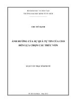 Luận văn thạc sĩ Ảnh hưởng của sự quá tự tin của CEO đến lựa chọn cấu trúc vốn