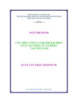 Luận văn thạc sĩ Cấu trúc vốn và chi phí đại diện của các công ty cổ phần tại Việt Nam