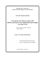 Luận văn Thạc sĩ Ứng dụng kỹ thuật logic mờ trong xếp hạng tín nhiệm doanh nghiệp tại Việt Nam