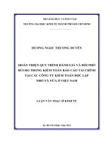 Luận văn thạc sĩ  Hoàn thiện quy trình đánh giá và đối phó rủi ro trong kiểm toán báo cáo tài chính tại các Công ty kiểm toán độc lập nhỏ và vừa ở Việt Nam