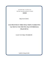 Luận văn Giải pháp hoàn thiện hoạt động Marketing tại trung tâm thương mại Centre - Mall Phạm Hùng
