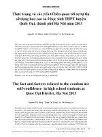 thực trạng và các yếu tố liên quan đến sự tự tin sử dụng bao cao su ở học sinh THPT thành phố Hà Nội năm 2013