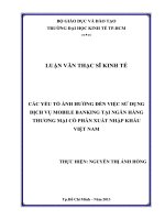 Các yếu tố ảnh hưởng đến việc sử dụng dịch vụ Mobile Banking tại ngân hàng TMCP xuất nhập khẩu Việt Nam Luận văn thạc sĩ 2013