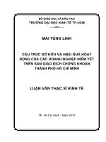 Cấu trúc sở hữu và hiệu quả hoạt động của các doanh nghiệp niêm yết trên sàn giao dịch chứng khoán TPHCM Luận văn thạc sĩ 2013