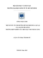 Luận văn thạc sĩ Một số yếu tố ảnh hưởng đến dự định mua lặp lại củqa người tiêu dùng trường hợp nghiên cứu  Bột giặt viso trắng sáng