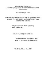 Giải pháp quản lý nợ xấu tại ngân hàng nông nghiệp và phát triển nông thôn Việt Nam chi nhánh TPHCM