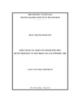 Luận văn thạc sĩ Phân tích các nhân tố ảnh hưởng đến quyết định đầu tư bất động sản tại tỉnh Bến Tre