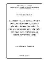 Các nhân tố ảnh hưởng mức độ công bố thông tin tự nguyện của các doanh nghiệp niêm yết trên sàn giao dịch chứng khoán TPHCM