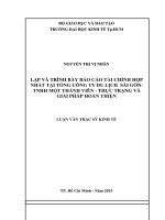 Luận văn thạc sĩ Lập và trình bày báo cáo tài chính hợp nhất tại Tổng Công ty du lịch Sài Gòn - TNHH một thành viên - Thực trạng và giải pháp hoàn thiện