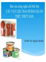 Báo cáo công nghệ chế biến thịt CÁC VẬT LIỆU BAO BÌ BẢO QUẢN THỊT, THỦY SẢN