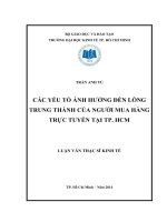Các yếu tố ảnh hưởng đến lòng trung thành của người mua hàng trực tuyến tại TPHCM